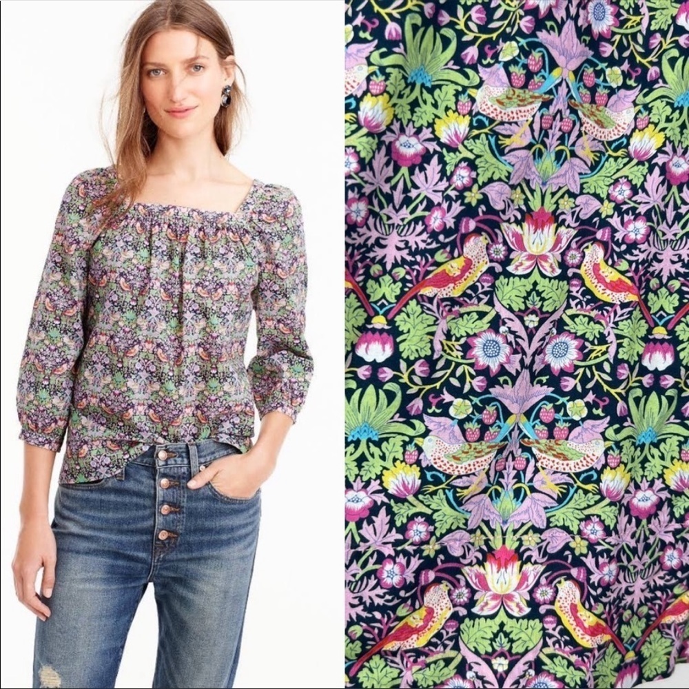 J. Crew x Liberty London Penny Printed Bird Blouse